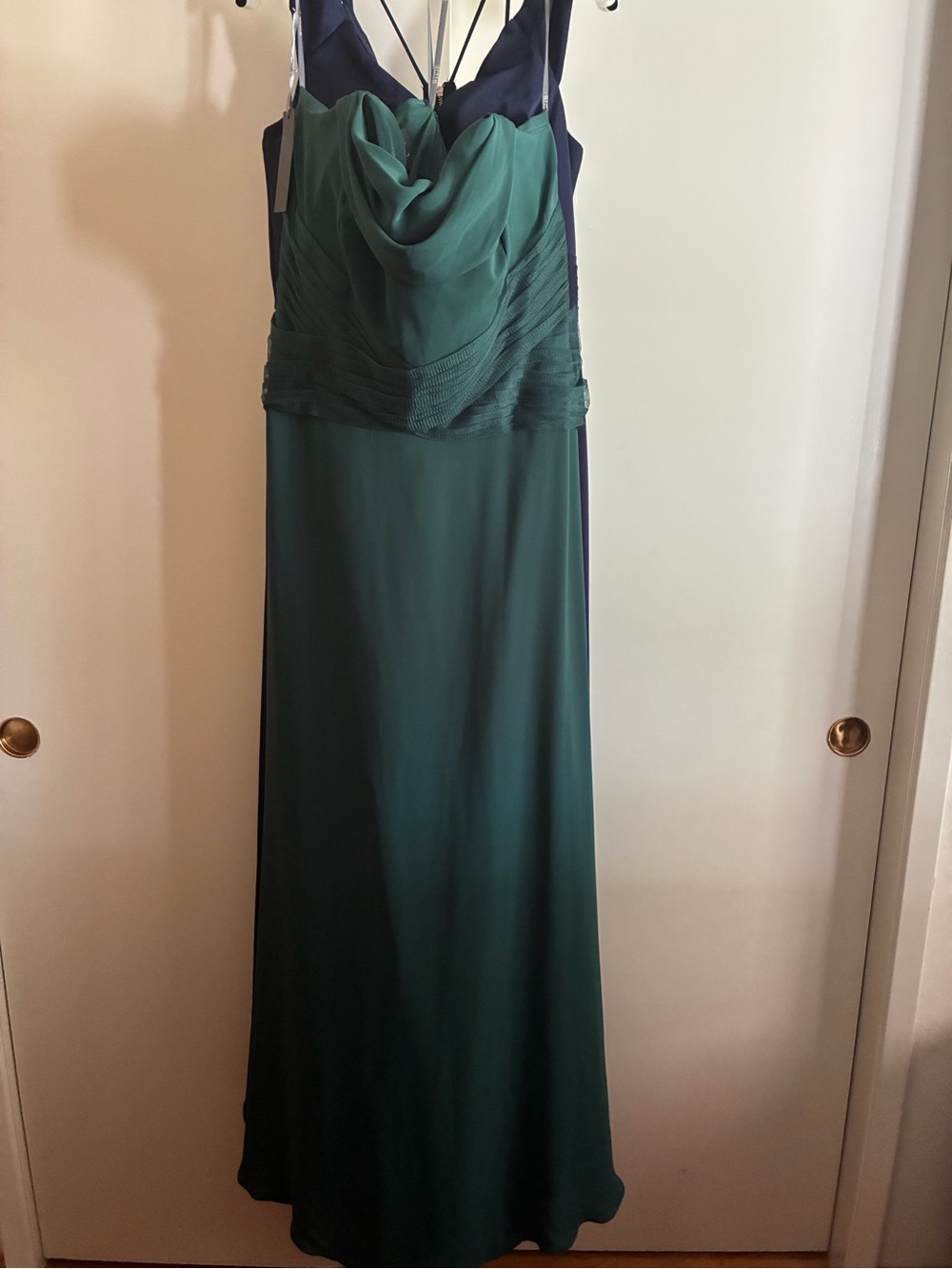 White by Vera Wang Deep Green Strapless Evening Gown